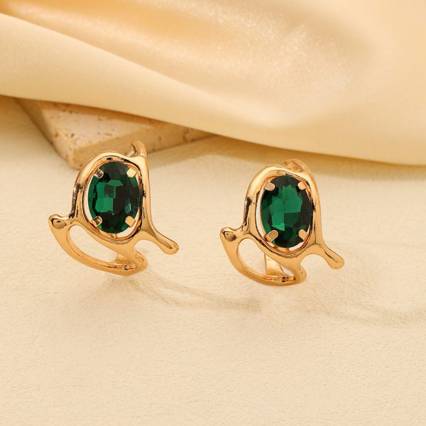 Wholesale Fashion Irregular Geometric Emerald C-shaped Earrings Online