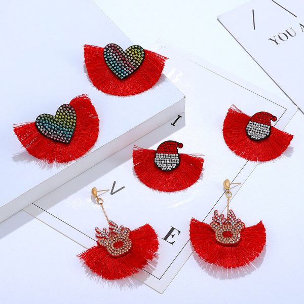 Wholesale Bohemian Tassel Exaggerated Rhinestone Elk Earrings Discount