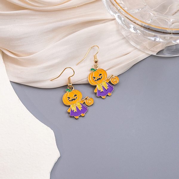 Wholesale Halloween Bat Pumpkin Funny Horror Skull Eye Earrings Sale