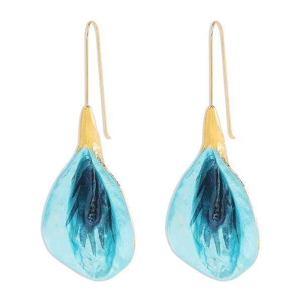 Wholesale Fashion Colorful Floral Alloy Oil Drop Long Earrings Cheap