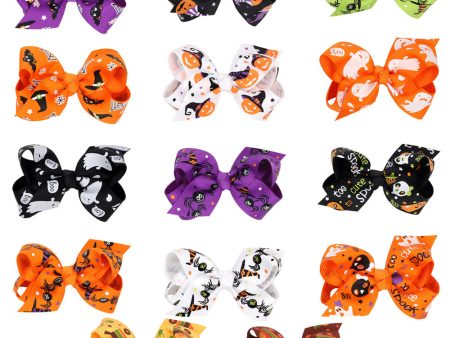 Wholesale Halloween Cartoon Print Bow Hairpin Supply