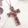 Wholesale 6pcs Natural Stone Rose Dried Flower Resin Cross Fashion Necklace Supply