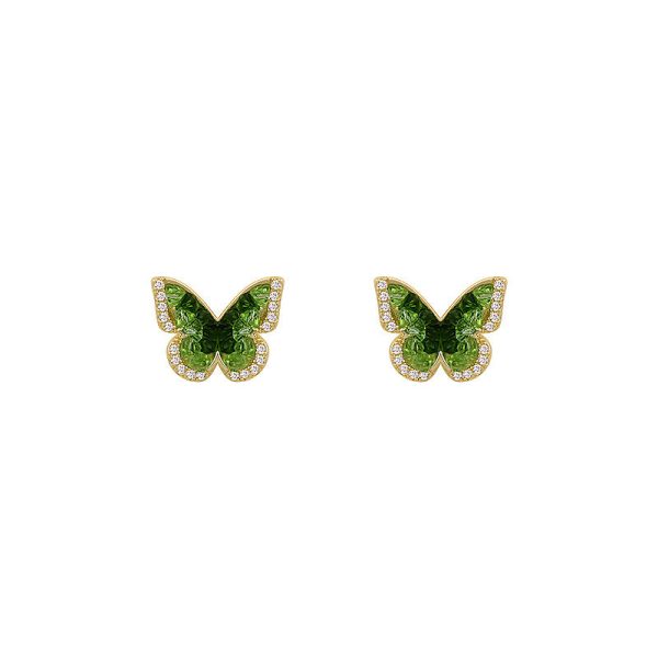 Wholesale Green Crystal Butterfly High-end Fashion Earrings For Sale