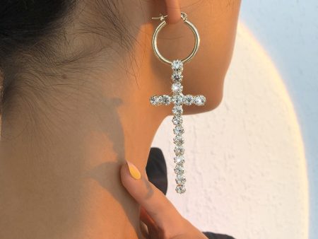 Wholesale Fashion Full Diamond Cross Earrings Online