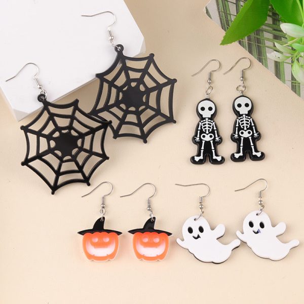 Wholesale Halloween Horror Spider Ghost Acrylic Earrings on Sale