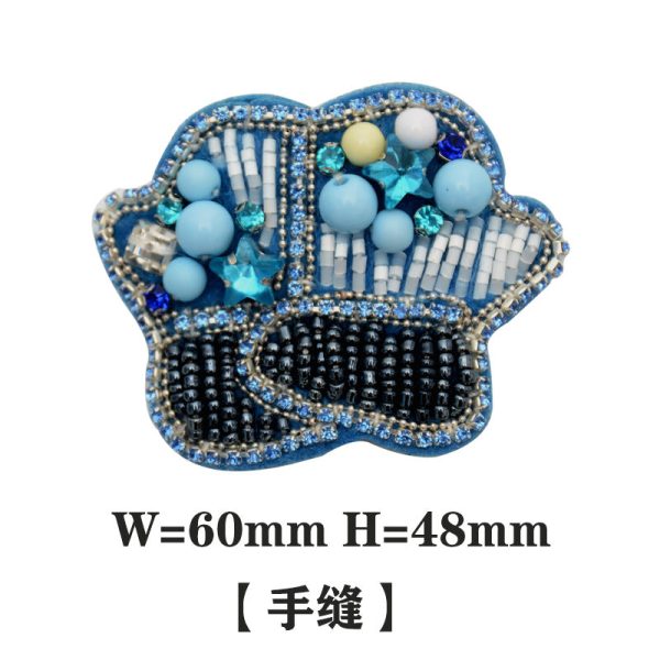 Wholesale Handmade Beaded Blue Series Embroidered Cloth Patch Hat Clothes Decoration Fashion