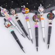 Wholesale Beaded Pens DIY Creative Cute Cartoon Halloween Silicone Beads Black Plastic Gel Pen Supply