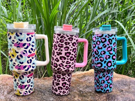 Wholesale Colorful Leopard Print 40oz First Generation Handle Ice Cup Cheap