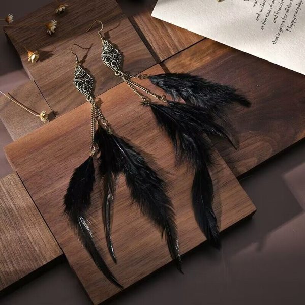 Wholesale Ethnic Style Chain Feather Earrings For Cheap