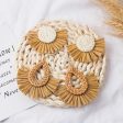 Wholesale Hand-woven Geometric Rattan Raffia Fan Earrings For Cheap