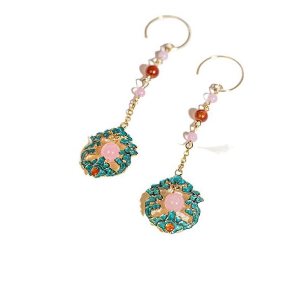 Wholesale Flower Filigree Wave Pattern Long Earrings Fashion