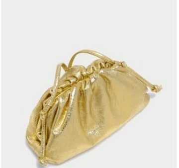 Wholesale Cloud Gold Soft Leather Pleated Dumpling Clutch Bag Online Hot Sale