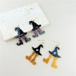 Wholesale Halloween Acrylic Wizard Hat Boots Printed Earrings Fashion