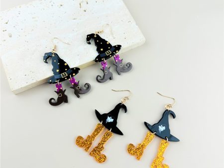 Wholesale Halloween Acrylic Wizard Hat Boots Printed Earrings Fashion