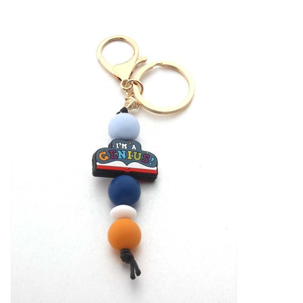 Wholesale Silicone Inspirational Scientist Print Beaded Keychain Supply