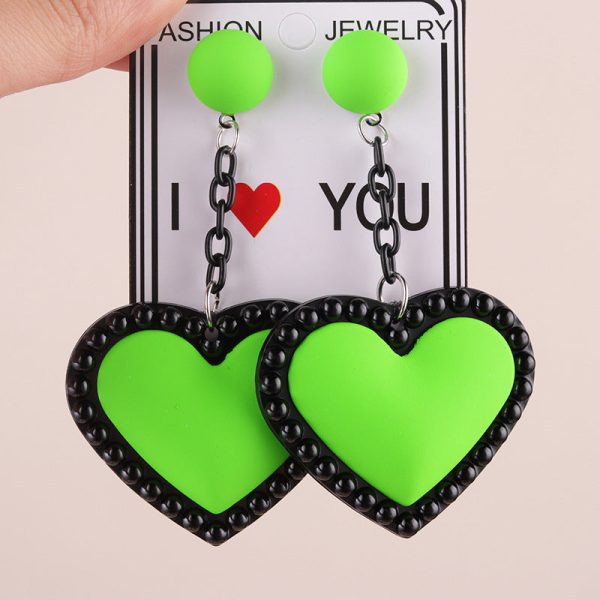 Wholesale Retro 3D Colorful Heart Acrylic Earrings For Cheap