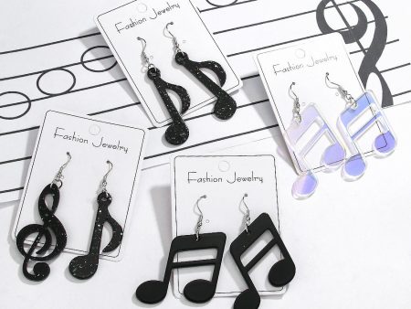 Wholesale Creative Musical Note Black Transparent Colorful Earrings Online Sale