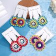 Wholesale Bohemian Exaggerated Flowers Hand-woven Round Earrings Sale