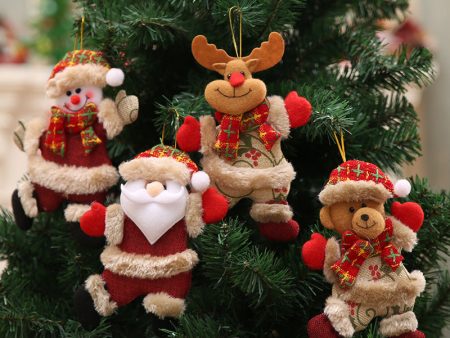 Wholesale Christmas Tree Accessories, Old Man, Snowman Bear, Fabric Doll Pendant Discount