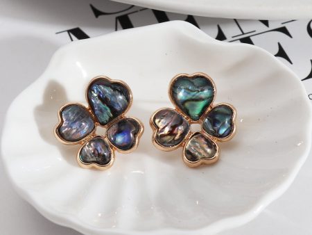 Wholesale Four-leaf Flower Fashion Abalone All-match Trendy Earrings Online Sale