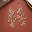 Wholesale Geometric Round Dreamweaver Mesh Rice Beads Tassel Earrings Sale