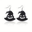 Wholesale Halloween Leather Black Hollow Bat Spider Web Hat Spider Earrings Cheap