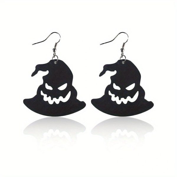 Wholesale Halloween Leather Black Hollow Bat Spider Web Hat Spider Earrings Cheap