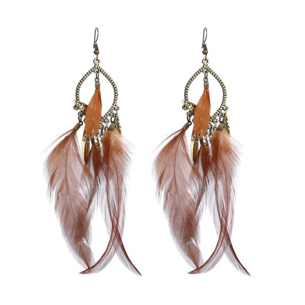 Wholesale Fashion Feather Large Exaggerated Long Retro Earrings Online Hot Sale