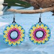 Wholesale Bohemian Exaggerated Flowers Hand-woven Round Earrings Sale