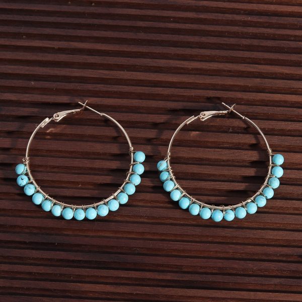 Wholesale Round Beaded Stone Hand-wound Versatile Earrings Online Sale