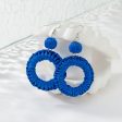 Wholesale Klein Blue Braided Raffia Earrings For Sale