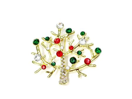 Wholesale Christmas Diamond Christmas Tree Brooch Online now