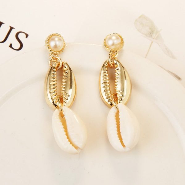 Wholesale Conch Shell Trend Ocean Alloy Natural Shell Earrings Discount