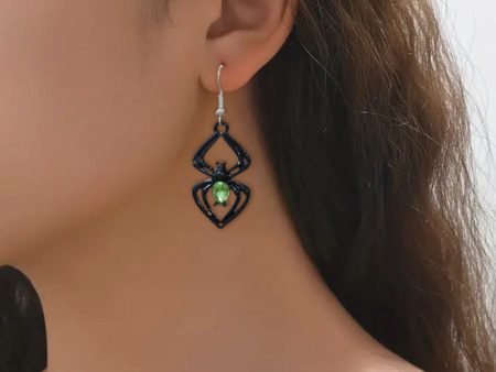 Wholesale Retro Halloween Exaggerated Hollow Spider Earrings on Sale