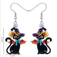 Wholesale Halloween Hat Length Wings Cat Pumpkin Cute Acrylic Earrings Online Hot Sale