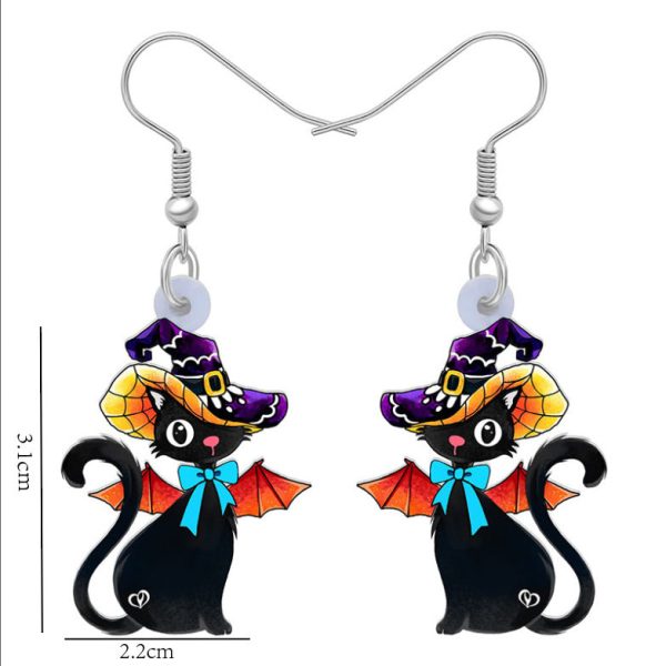 Wholesale Halloween Hat Length Wings Cat Pumpkin Cute Acrylic Earrings Online Hot Sale