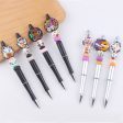 Wholesale Beaded Pens DIY Creative Cute Cartoon Halloween Silicone Beads Black Plastic Gel Pen Supply