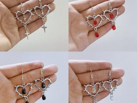 Wholesale Fashion Gothic Handmade Heart and Cross Star Pendant Earrings For Sale