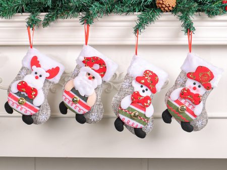 Wholesale Christmas Plush Santa Claus Snowman Doll Socks Candy Gift Bag For Discount