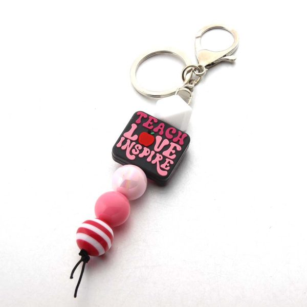 Wholesale Cartoon Silicone Beads Acrylic Beads Teacher Keychain Cheap