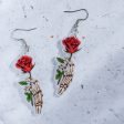 Wholesale Halloween Rose Skeleton Hand Earrings Supply