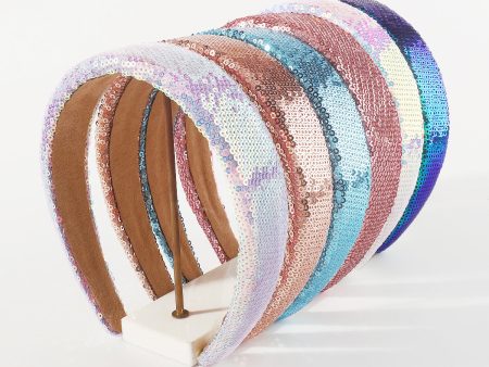 Wholesale Colorful Pearlescent Sequins Simple Fashion Wide Brim Headband Fashion