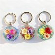 Wholesale 6pcs Hemispherical Glue Dried Flower Keychain Fashion