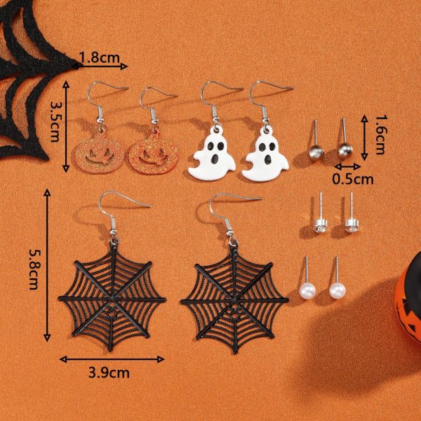 Wholesale Halloween 6 Pairs of Spider Web Pumpkin Ghost Earrings Hot on Sale