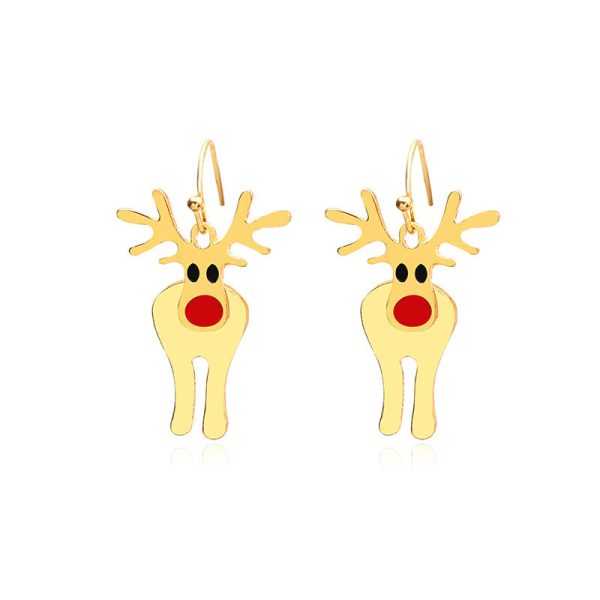 Wholesale Christmas Fashion Cute Alloy Oil Dripping Elk Snowflake Earrings Supply