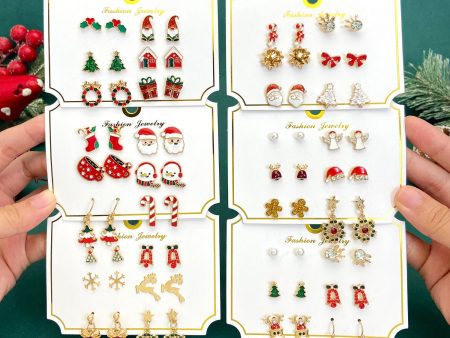 Wholesale Cute Elk Santa Claus Snowman Cartoon Oil Drop Christmas Earrings For Discount