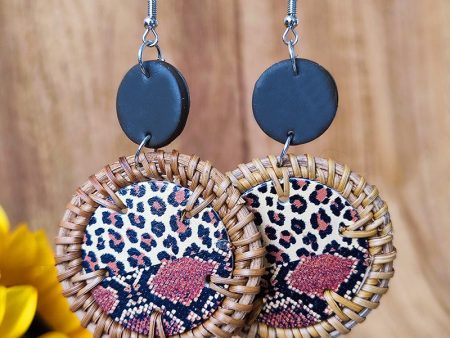 Wholesale 3 Pairs Pack Polymer Clay Rattan Copper Braided Leopard Zebra Print Earrings Discount