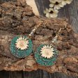 Wholesale Retro Bohemian Color Separation Double Layer Sunflower Pattern Earrings on Sale