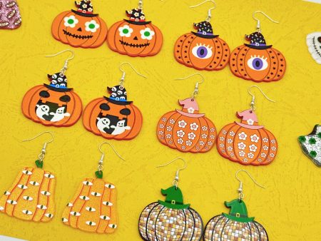 Wallesar Halloween Ghost Pumpkin Eyes Acrylic Earrings For Sale