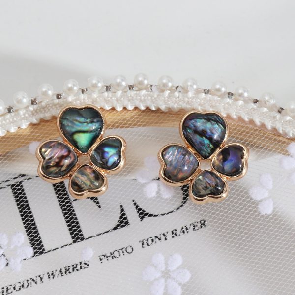 Wholesale Four-leaf Flower Fashion Abalone All-match Trendy Earrings Online Sale